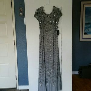 Long beaded dress with cap sleeves. nwt
